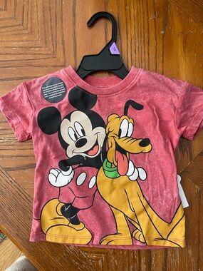 Disney Red/Pink Mickey & Pluto Graphic Short Sleeve Tee
